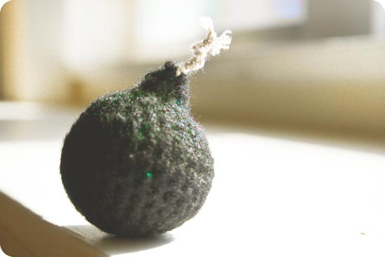  miniature crocheted bomb by my friend Theresa